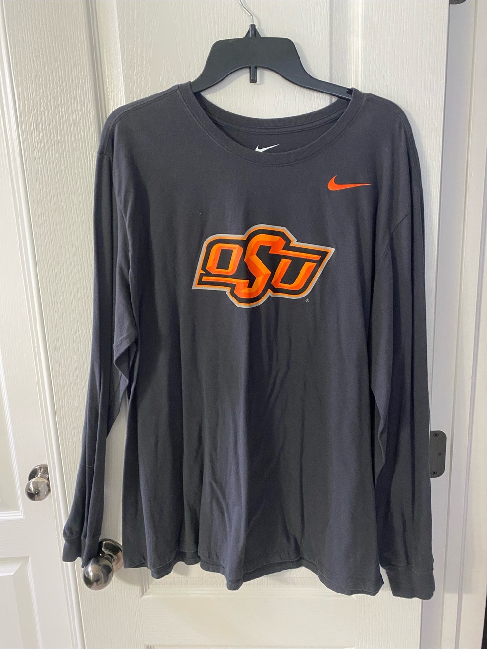 Nike charcoal gray Long-Sleeve Tee with Orange OSU Logo